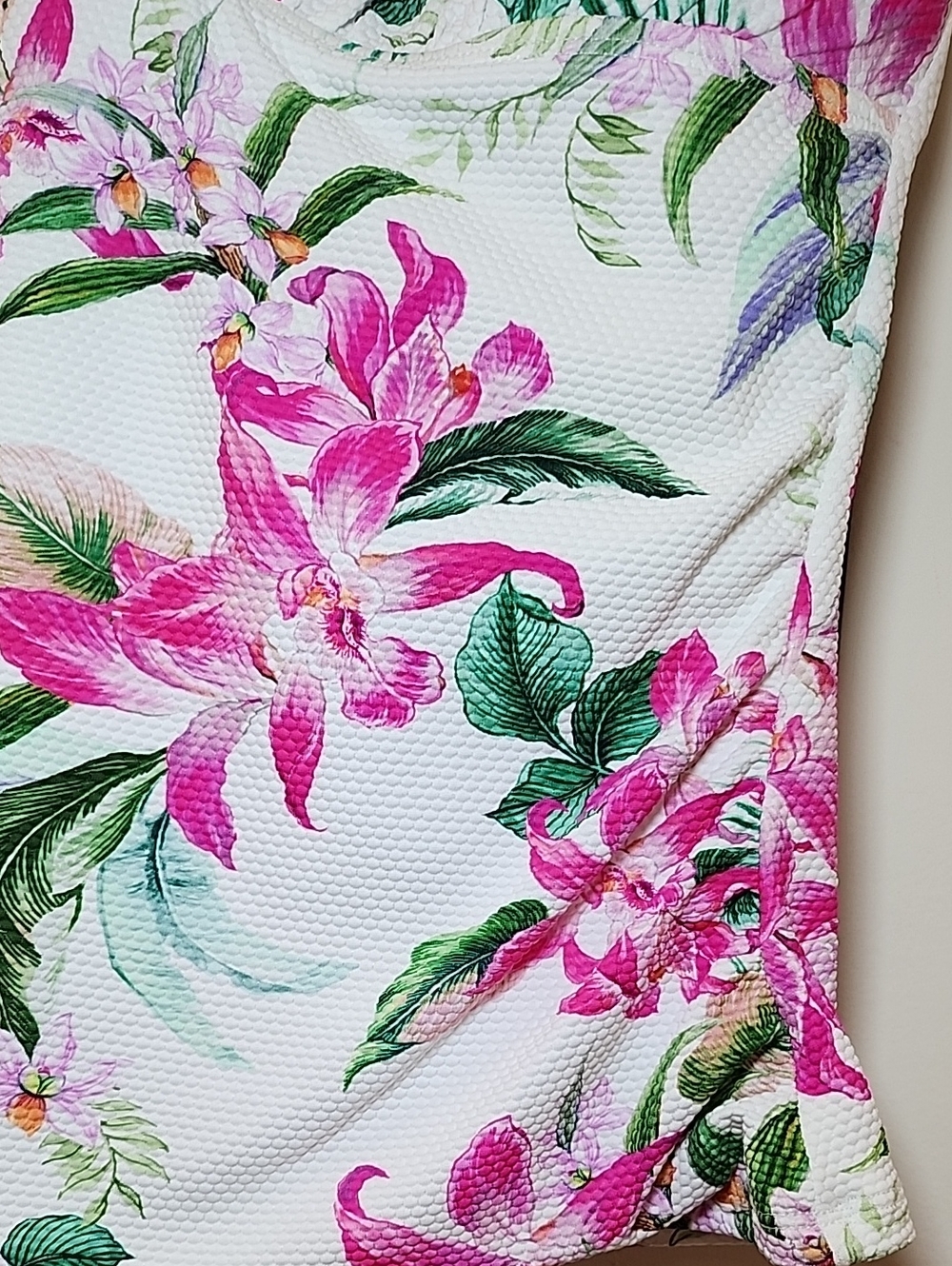 La Blanca halter tankini top v-neckline tropical floral print white/pink Size 12 - Picture 7 of 16
